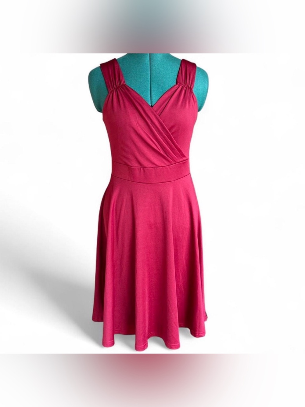 Grace Karin Red Sleeveless Wrap-Style Midi Dress